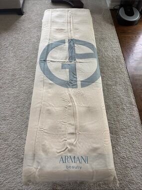 Giorgio Armani Cream Beach Towel with Blue Logo
